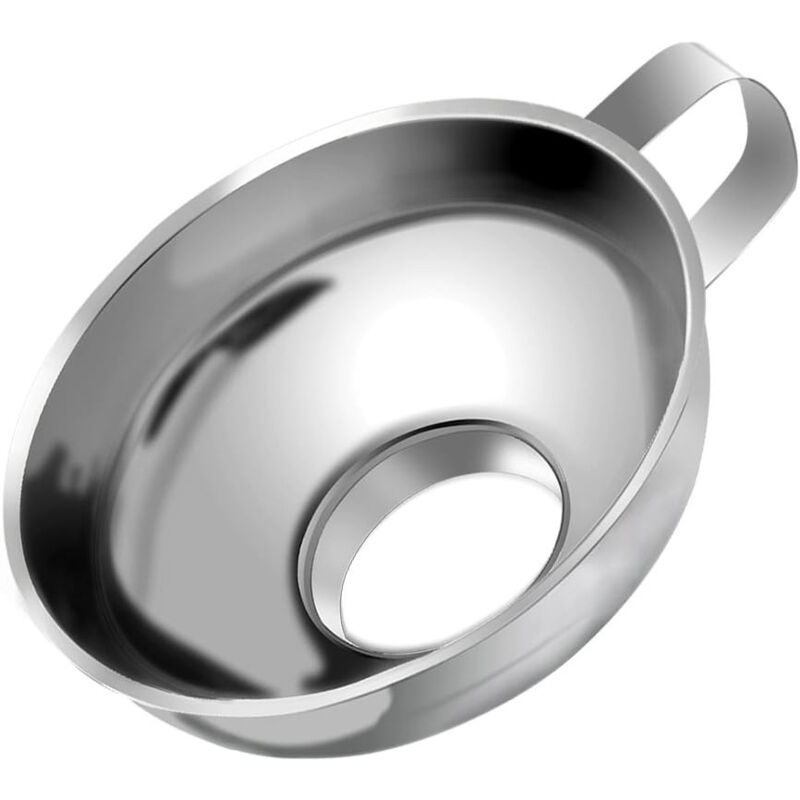 Stainless Steel Jam Funnel Large Diameter Wide Fluted Funnel with Handle for Wide Jar Jars Liquid Transfer, Liquid, Dry Ingredients and Powder, Silver