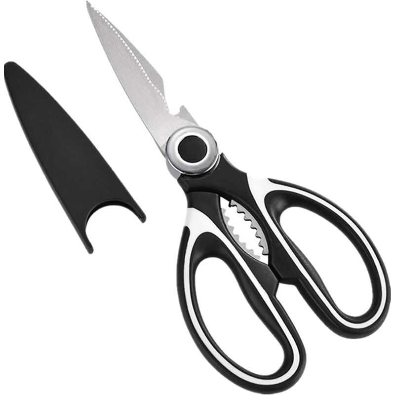 Stainless Steel Kitchen Scissors with Cover Sharp Blade Left Right Hand Scissors Heavy Duty Kitchen Scissors for Food Nuts Chicken Poultry Fish Meat