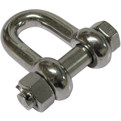 Stainless Steel Lifting D Shackle Safety Pin 1 Ton (Load Rated Dee Chain Connector Trawler)