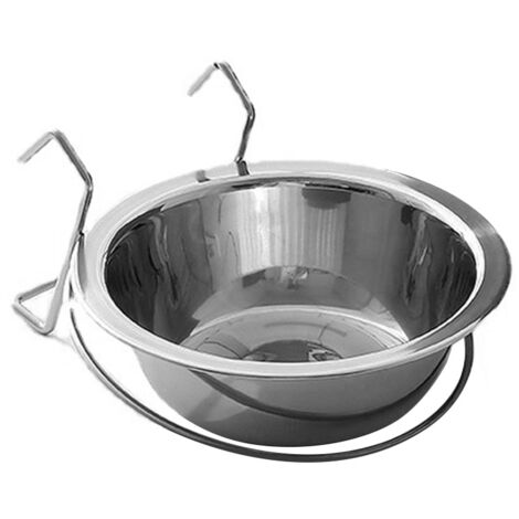 Stainless Steel Multipurpose Large Capacity Hanging Pet Bowl with Holder for Cats Dogs Birds Rats (L)