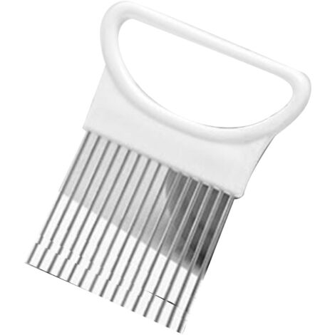 Stainless Steel Onion Holder Onion Cutter Assistant Stainless Steel Kitchen Gadgets for Slicing Meat Floss Fruits Vegetables White