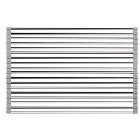 Stainless steel over-the-sink dish drainer, draining mat, foldable, kitchen organizer for dish towels, fruits, and vegetables