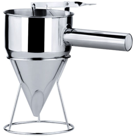 Stainless Steel Pancake Batter Dispenser Funnel 1200ML Large Capacity Conical Funnel with Rack Handle 21mm Aperture
