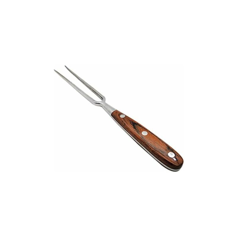 Image of Stainless Steel Portable Outdoor bbq Tool Wooden Handle Barbecue Fork Food Fork Meat Fork Wooden Handle bbq Fork