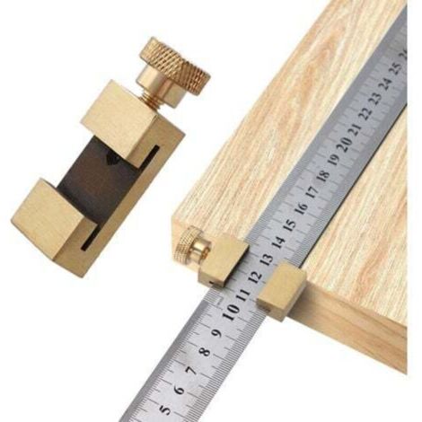 Stainless Steel Positioning Ruler, Brass Steel Ruler Tool, Ruler Block, Ruler Stop, 30cm Marking Ruler, Marking Tool, for Woodworking, DIY, Carpentry, Crafts