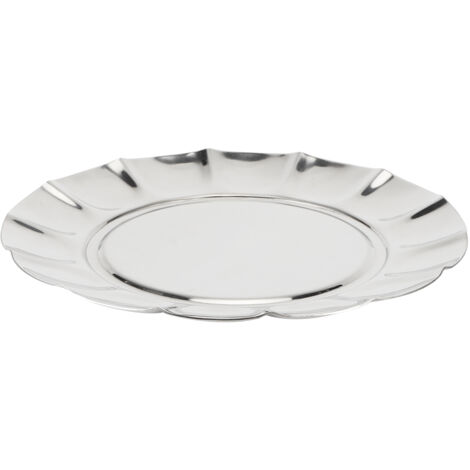 Stainless Steel Round Dinner Plate Dish Food Fruit Snacks Tray Tableware Kitchen Accessory7in