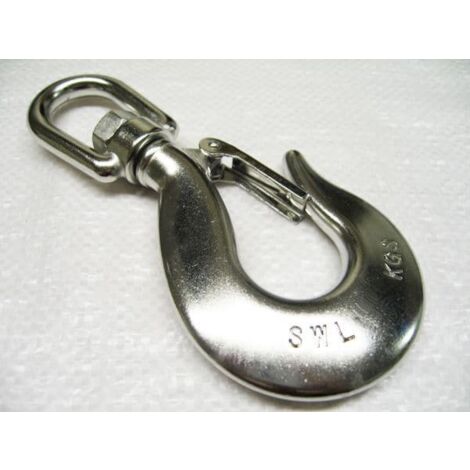 Stainless Steel Safety Hook Swivel with Latch 13MM (1/2 Marine Rigging Spring Catch)