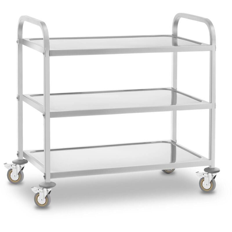 Royal Catering - Stainless Steel Serving Trolley Tea Trolley Kitchen Cart 3 Shelves Up To