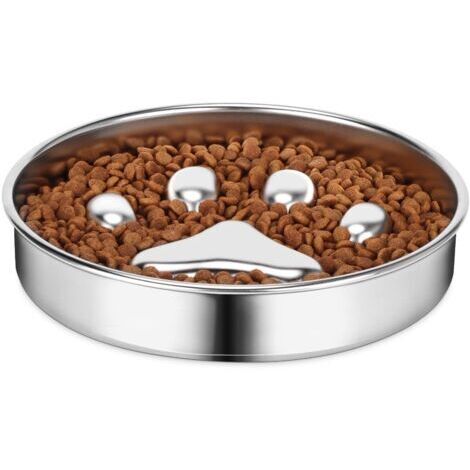 Stainless Steel Slow Feeder Dog Bowl, Slow Feeding Bowl for Dogs with Non-Slip Base, Promotes Healthy Eating and Slow Digestion