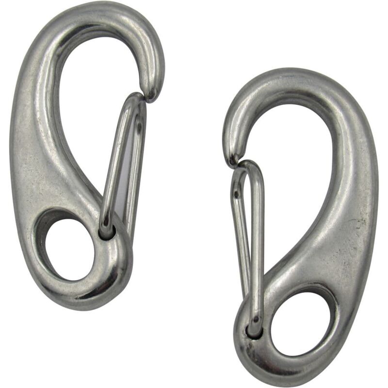 Securefix Direct - Stainless Steel Snap Tack Hooks 70MM x2 (Spring Marine Clip Eye)