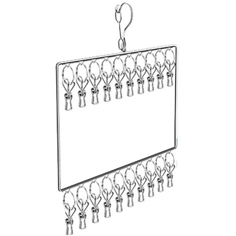 Stainless Steel Sock Drying Rack for Towels Cloth Diapers Bras Baby Clothes Underwear Hat Gloves 2 Layer 20 Clip