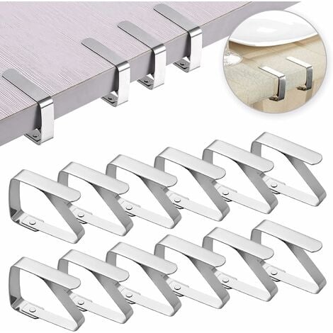 Stainless Steel Tablecloth Clips, 12 Pack Adjustable Tablecloth Clips, Non-Slip Tablecloth Clips for Garden, Kitchen, Home, Restaurant, Picnic, Party, Wedding