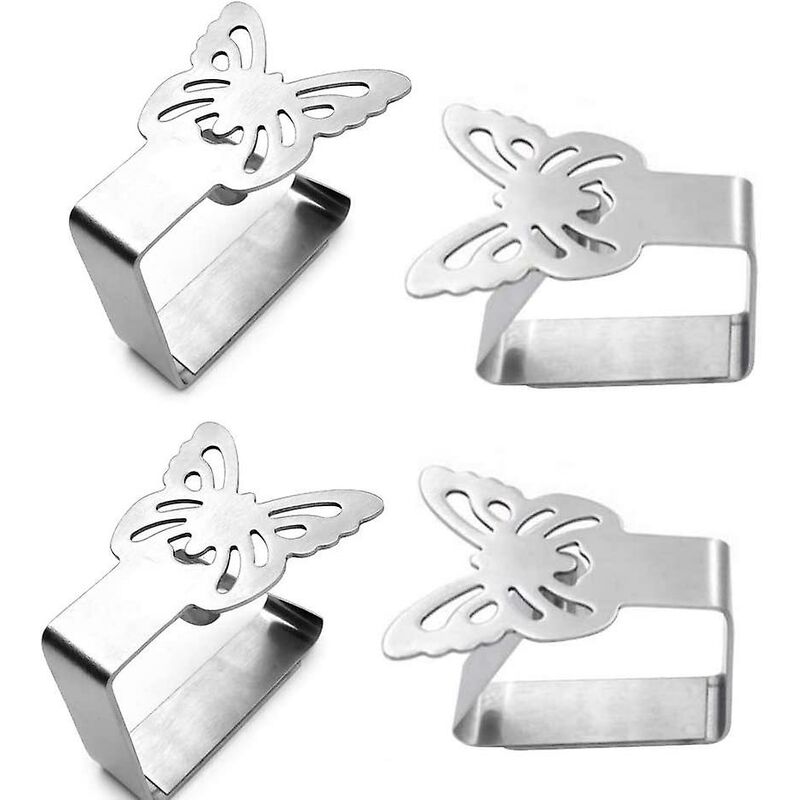 Tumalagia - Stainless Steel Tablecloth Clips, 4 Piece Tablecloth Weight Tablecloth Clips, Butterfly Tablecloth Clips
