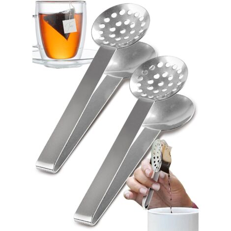 Stainless Steel Tea Tongs - Practical Tea Infuser, Tea Bag Spoon, Multifunctional Kitchen Tongs - Elegant and Durable Design 2-Pack
