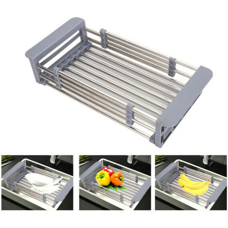 Stainless Steel Telescopic Dish Drying Drain Rack Sink Organizer