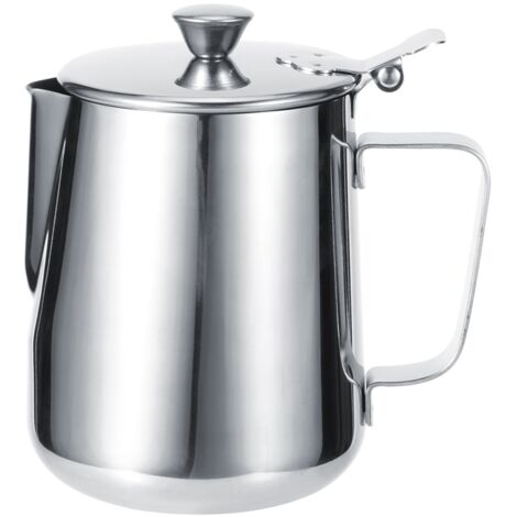 Stainless Steel Thicken Milk Frothing Cup Jug Coffee Pitcher Latte Art with Lid for Home Coffee1000ML
