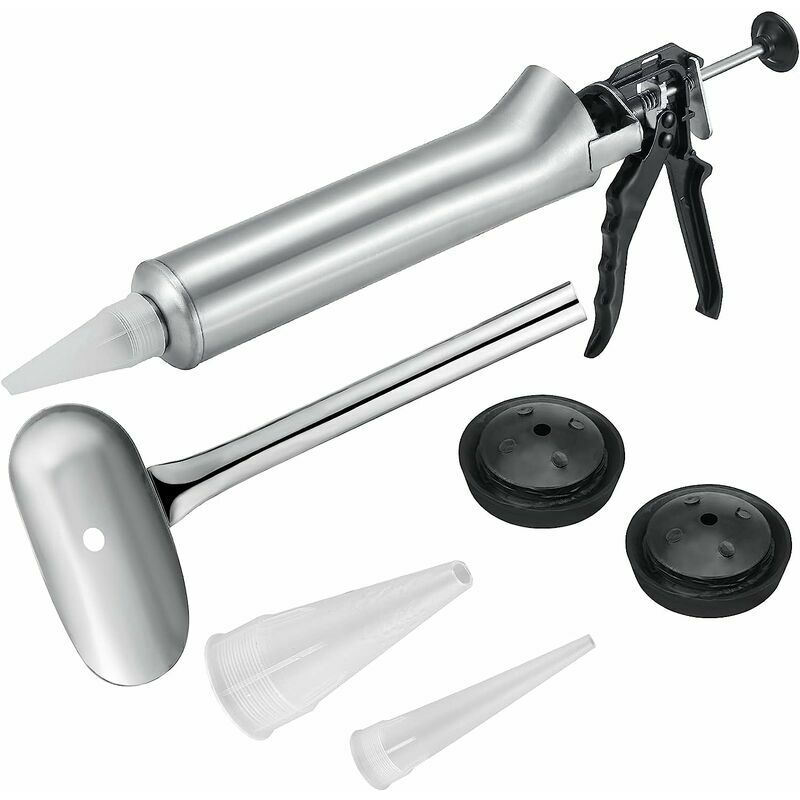 Stainless Steel Tile Caulking Gun, Cement Caulking Gun for Construction Industry with 2 Different Nozzles