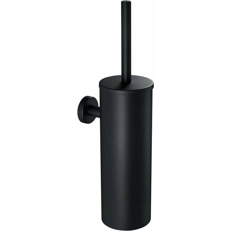 Stainless Steel Toilet Brush Wall Mounted Toilet Brush with Antibacterial Brush Holder Toilet Sweeper(Black)