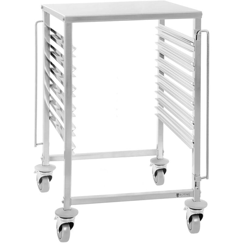 Royal Catering - Stainless Steel Tray Trolley Rack Sheet Pan Rack Mobile 6 gn 2/1 Slots