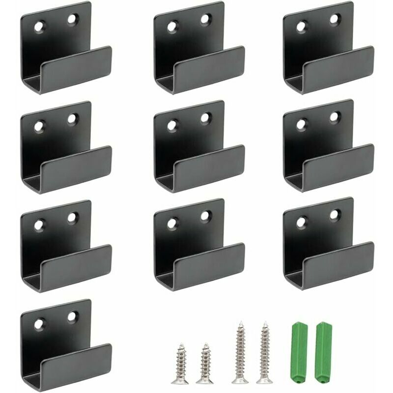 Stainless Steel Wall Mounted Ceramic Tile Hooks, 10 Pieces Heavy Duty Bracket with 20 Long Screws and 20 Short Screws for Hanging in Bathroom and