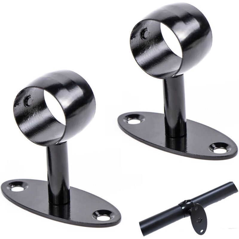 Stainless Steel Wall-Mounted Handrail Bracket for Stairwells, Hallways, Bathrooms, Indoor and Outdoor Use, Ø 33 mm, 2 Pieces, Black