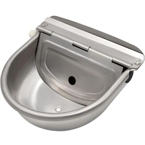 Stainless steel water trough with drain plug and adjustable float valve for horses, dogs, cattle, goats, sheep, pigs, automatic cattle trough