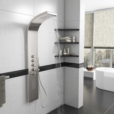 Stainless Steel Waterfall Shower Panel - Monsoon by Voda Design