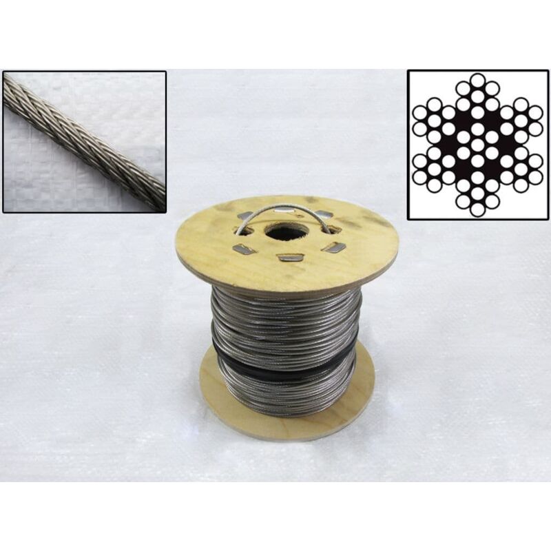 Securefix Direct - Stainless Steel Wire Rope Cable 3MM 7x7 (100M Reel 7 x 7 Rigging Marine)