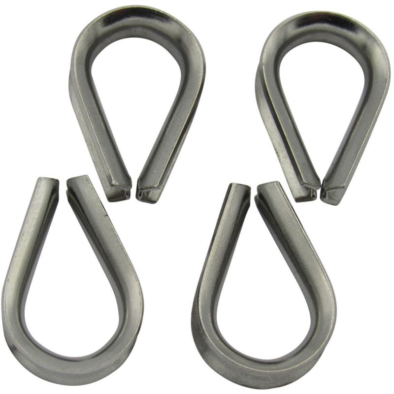 Securefix Direct - Stainless Steel Wire Rope Thimbles 2MM x4 (Marine Webbing Boat Cable Loop)