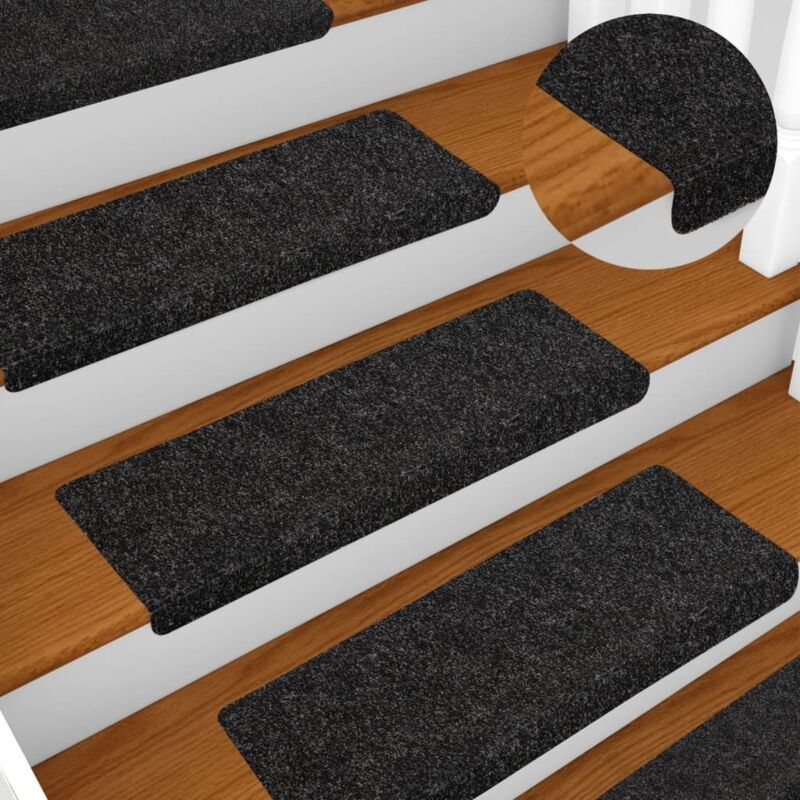 Stair Mats Self-adhesive 5 Pcs 65x21x4 Cm Black Rectangular Edge Vidaxl