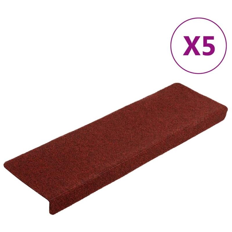 Vidaxl - Stair Mats Self-adhesive 5 Pcs 65x21x4 Cm Bordeaux Red Rectangular Edge