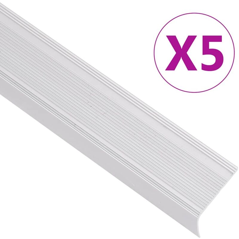 Stair Nosings in L-shape 5 pcs Aluminium 100 cm Silver Vidaxl