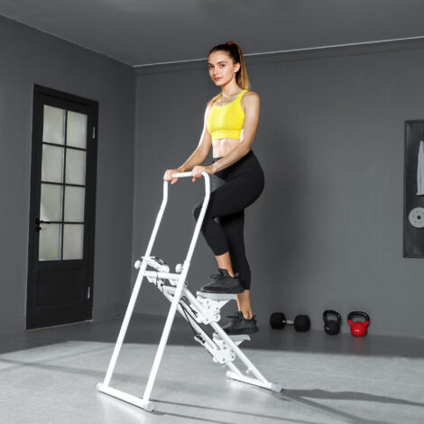 Stair Stepper Verticale, Stepper Fitness Casa Pieghevole e Compatto, Vertical Climber con Manubri Regolabile, Pedali Antiscivolo, Display LCD, Allenamento Cardio Tutto il Corpo Palestra Casa