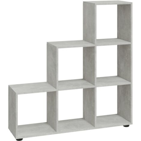 Staircase Bookcase Concrete Grey 107 cm Engineered Wood vidaXL