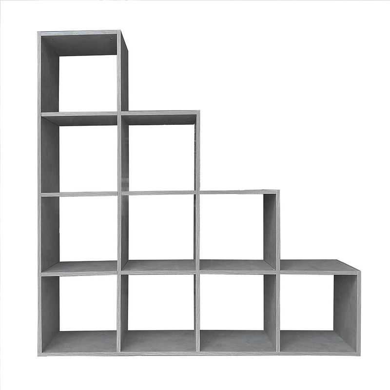Staircase Shelf Room Divider Bookcase Standing Shelf Step Shelf Concrete Grey 10 Shelves 10003853