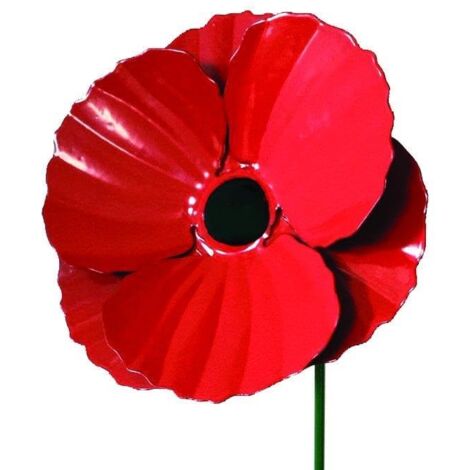 Stake 45 cm Poppy Red Flower Steel Pack Of Three Garden Pride