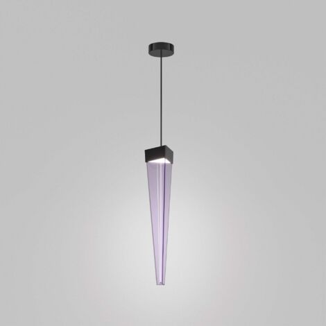 Stalactite Lampe à Suspension LED 12W 2700K Couleur Améthyste avec Structure en Nickel Noir Poli, Design Moderne et Scénographique, Hauteur Réglable