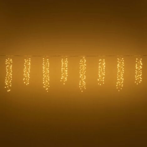 Stalattite 10 festoni con  microled bianco caldo, cavo metal argento -0.75 m - 750 microled