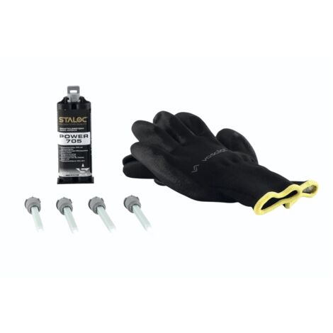 Staloc 2 Komponenten Kleber extra stark Power 705 - Kraftkleber für Metall, Stein, Glas & Keramik, Klebstoff 25ml transparent + 4x Statikmischer