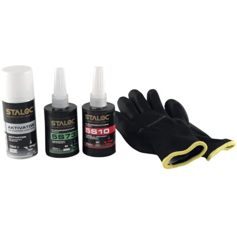 Staloc Flächendichtung Set - Dichtungskleber ideal zur Verklebung von Pumpen, Motoren und Gehäuseteilen 50ml - 3er Set 5S10/5S73 + Aktivator Spray