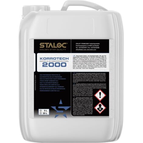 Staloc Korrotech 2000 Hochleistung Multi Öl Spray mit hervorragenden Schmier- und Schutzeigenschaften, Rostschutzspray 5l