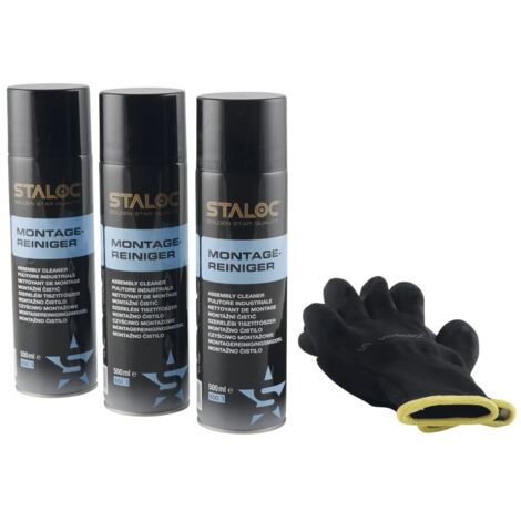 Staloc Montagereiniger - Reinigungsmittel, reinigt und entfettet porentiefe, Spezialreiniger ideal für Werkstatt und Industrie 500ml - 3 Stück