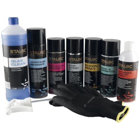 Staloc Schlosser Set zum Bohren, Schweißen und Reinigen mit praktischem Zinkspray Rostschutz, 8-teilig