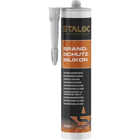 Staloc Silikon hitzebeständig grau - Brandschutzsilikon gemäß DIN4102 Klasse B1 & EN13501-1 / Klasse E, 310ml