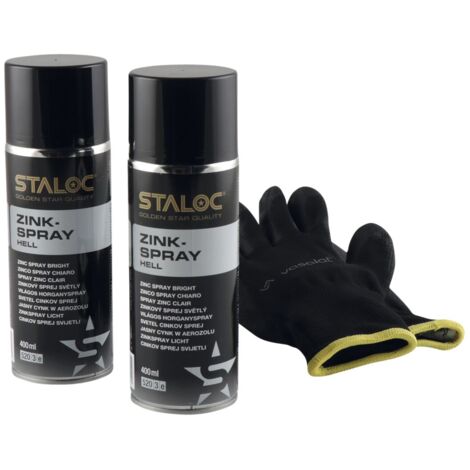 Staloc Zinkspray Rostschutz - Langzeit Rostschutz Spray für aktiven Korrosionsschutz, 400ml RAL 9006 hell - 2 Stück