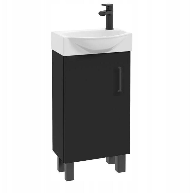 Stamar Badezimmer-schränke Mit Waschbecken - 40 X 22 Cm - Schwarz Matt - Kompakt Und Modern