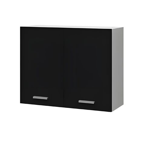 STAMAR  Hängeschrank Küche - 80x58 cm - Schwarz matt - Minimalistisches Design - Praktisch und Elegant