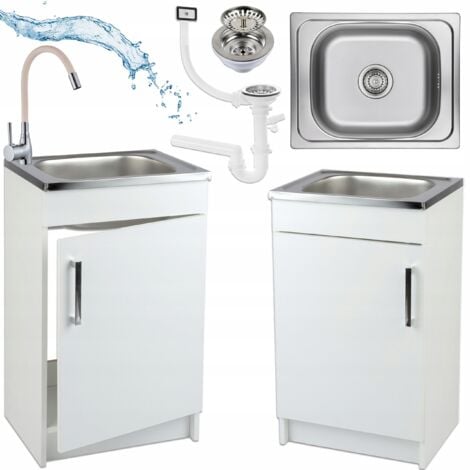 STAMAR Küchenschrank mit Spüle 50x40 - Weiß - Elegantes Design - Flexible Installation