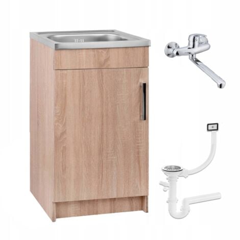 STAMAR Küchenschrank SONOMA - 50 x 40 cm - Elegant und praktisch - mit Spüle und Armatur