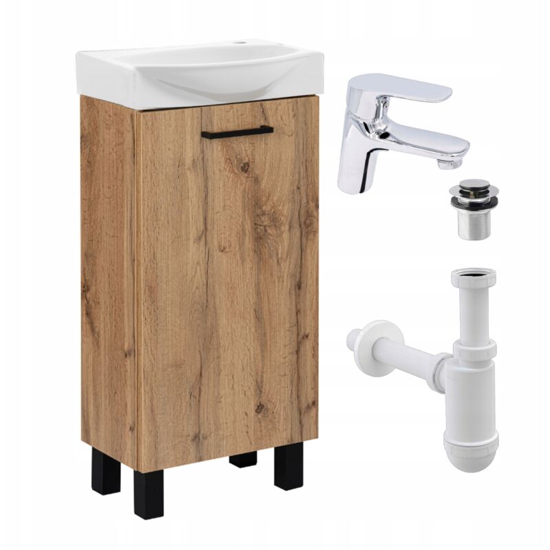 Stamar - Meuble sous lavabo 40 cm - Chêne craft doré - Compact et moderne - Idéal pour salle de bain